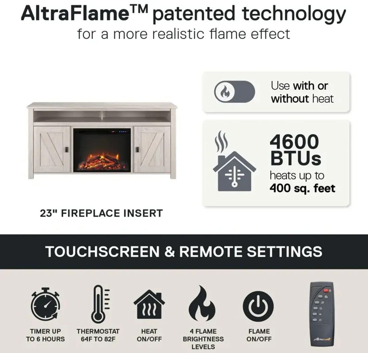 Farmington Electric Fireplace TV Console for TVs up to 60 Inch