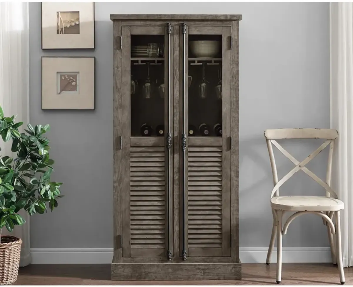 Sienna Park Beverage Cabinet with Louvered Doors and 2 Wine Glass Racks