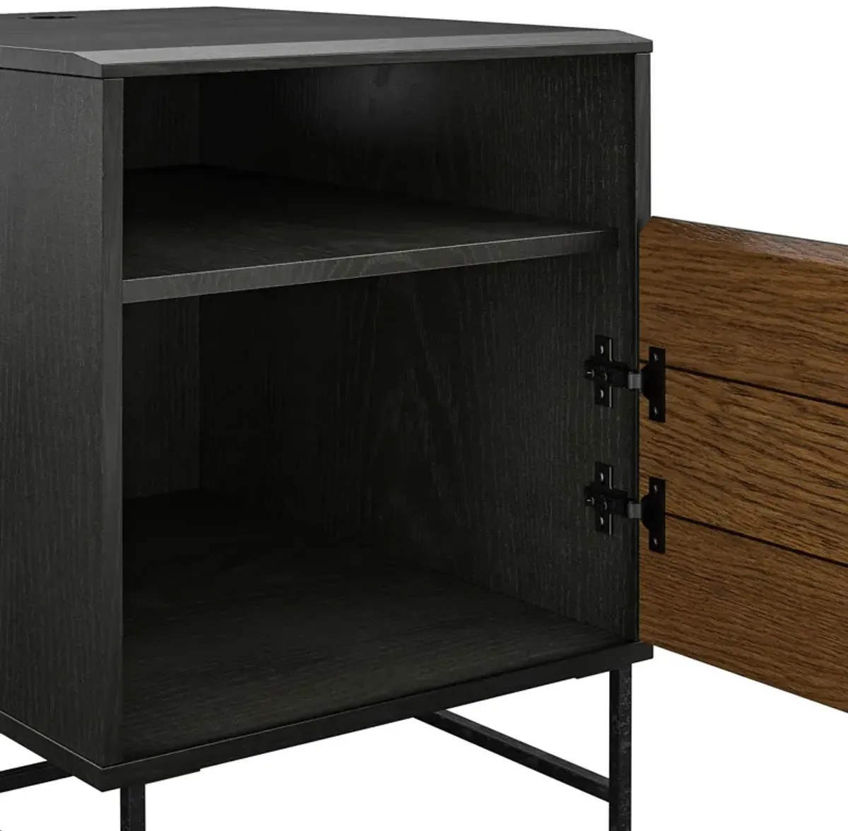 Reznor End Table with Open and Concealed Storage and Metal Frame