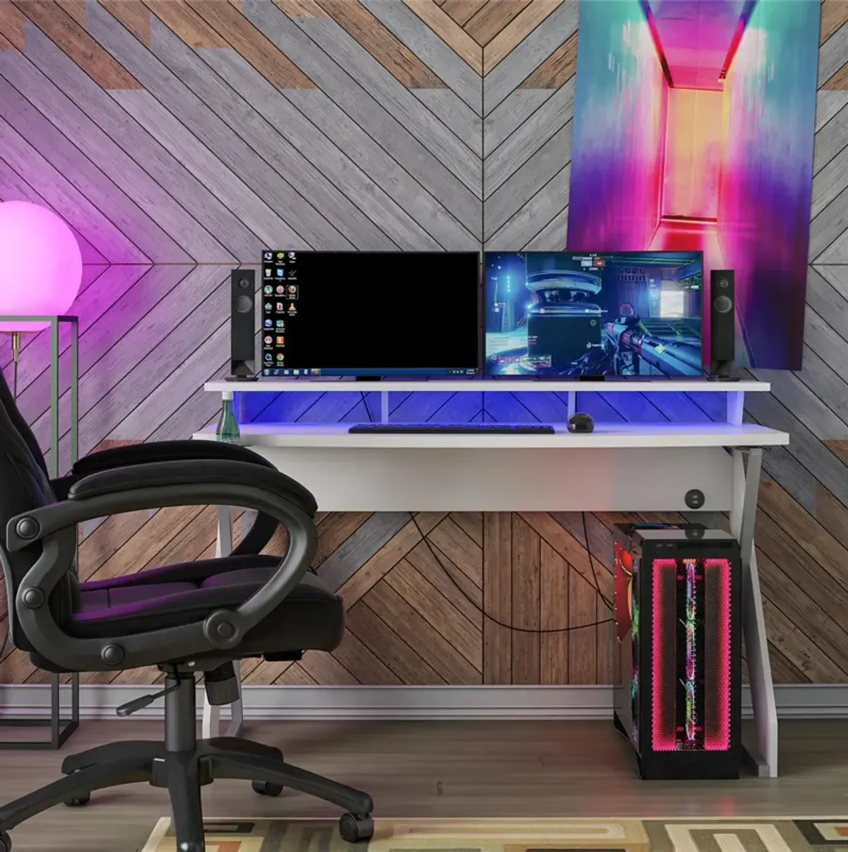 Xtreme Gaming Desk with Riser and LED Lights