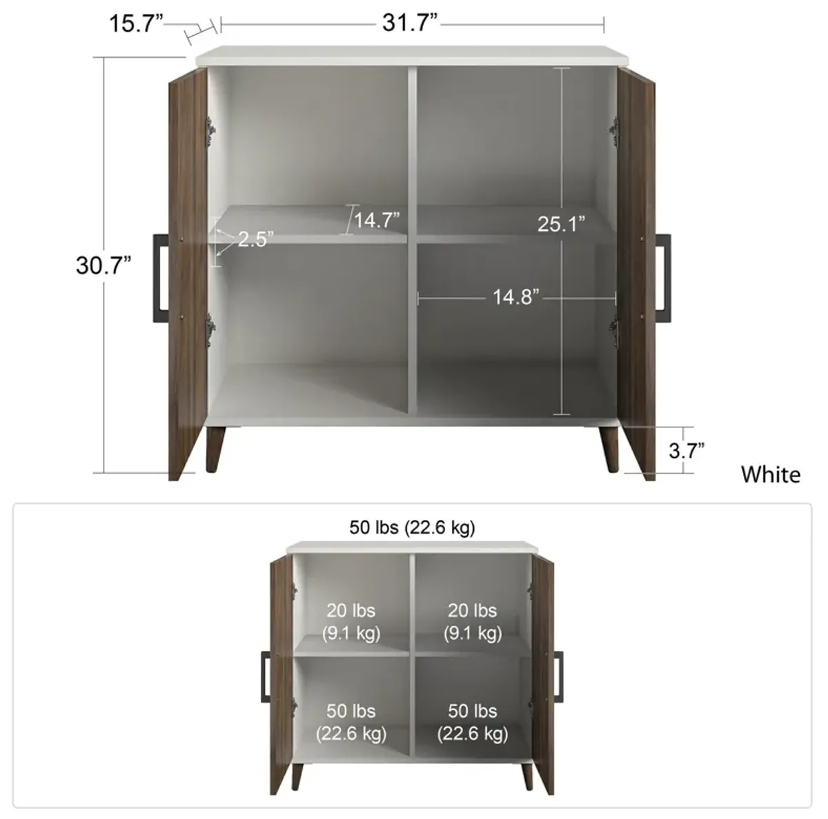 Modern Accent Cabinet with 2 Doors and 4 Storage Shelves