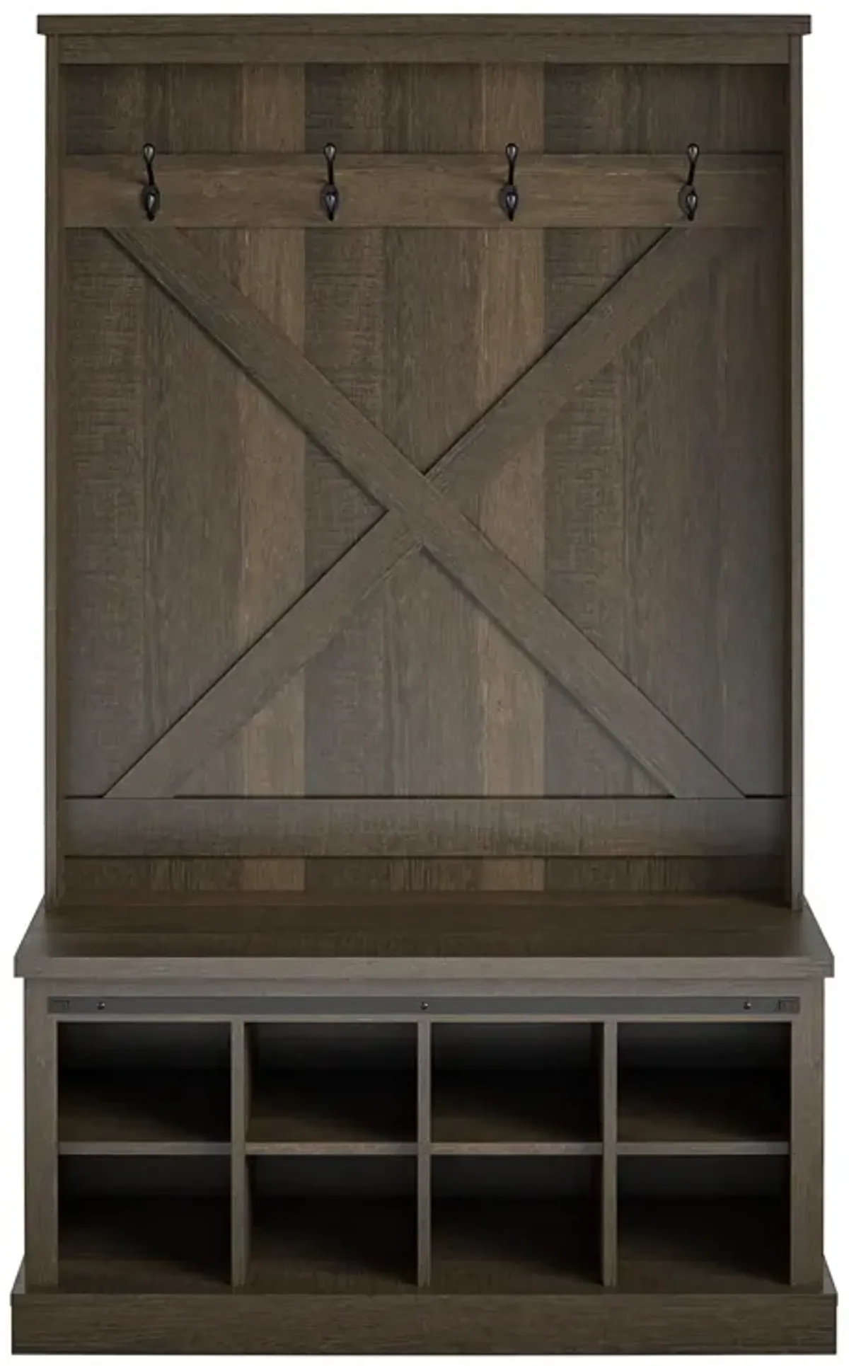 Knox County Entryway Bench Hall Tree with Coat Hooks and Shoe Storage