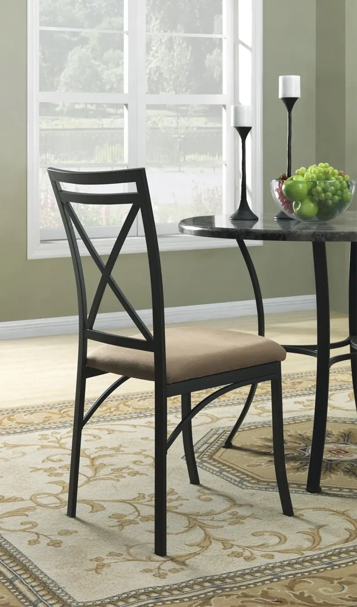 5 Piece Dining Table Set with Faux Marble Top and Metal Frame