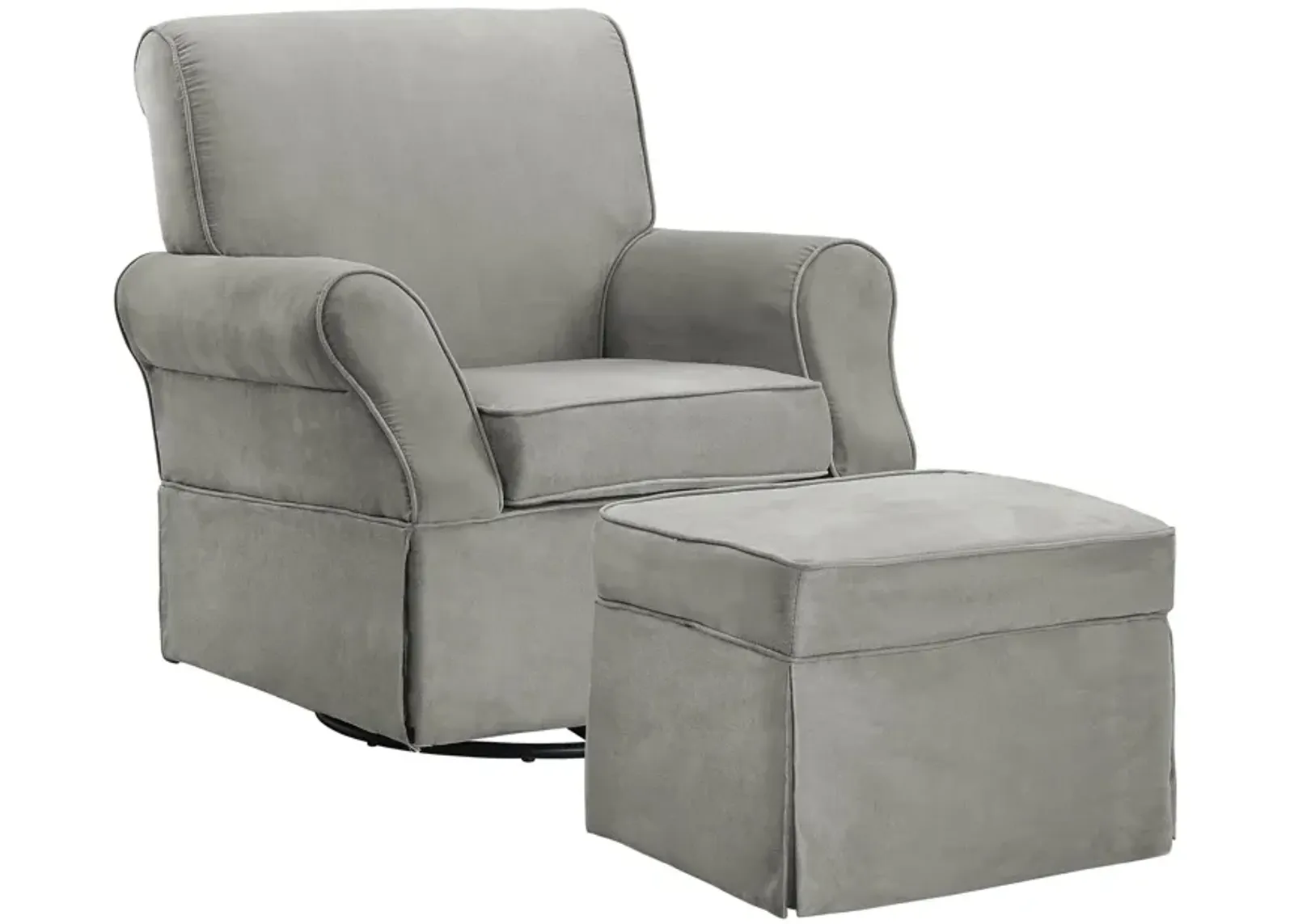 Kelcie Swivel Glider Chair and Ottoman Set with Solid Wood Frame