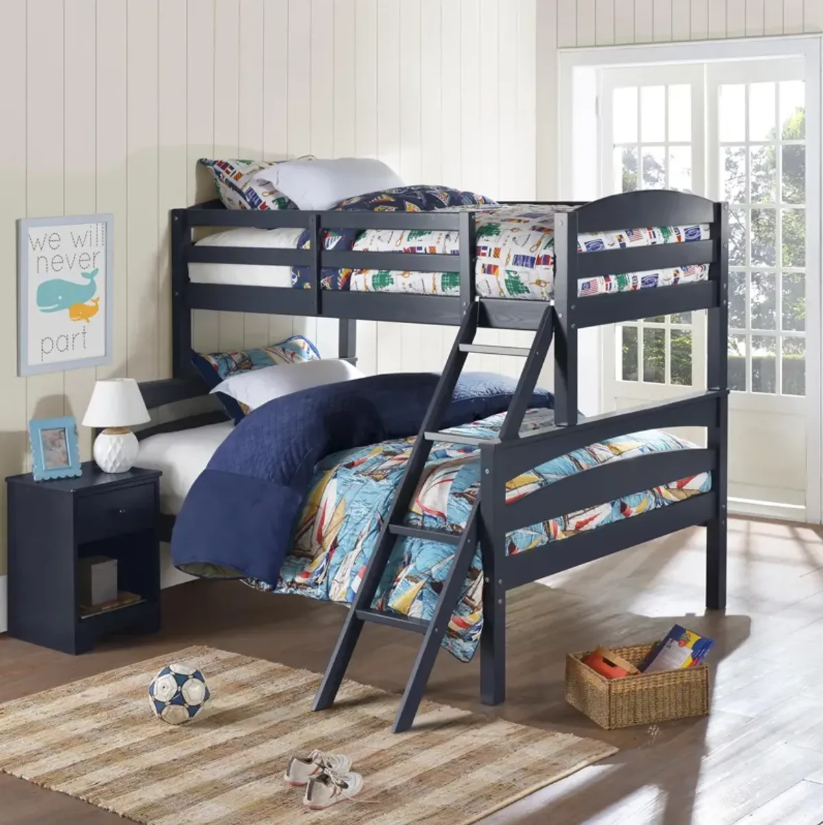 Brady Twin over Full Wooden Bunk Bed Frame with Ladder