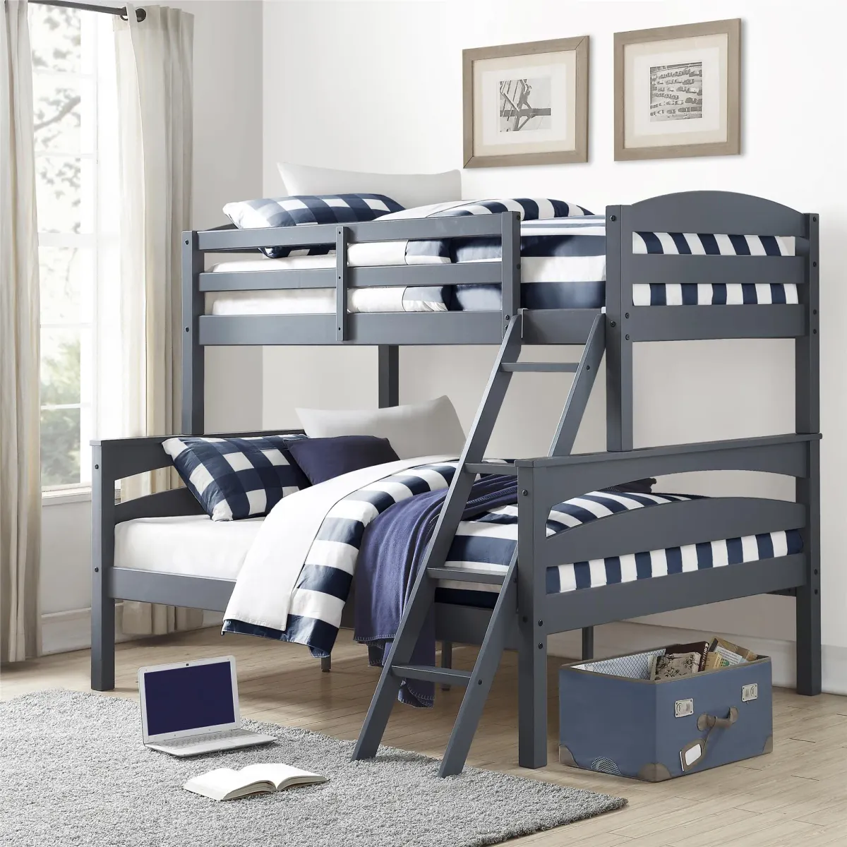 Brady Twin over Full Wooden Bunk Bed Frame with Ladder