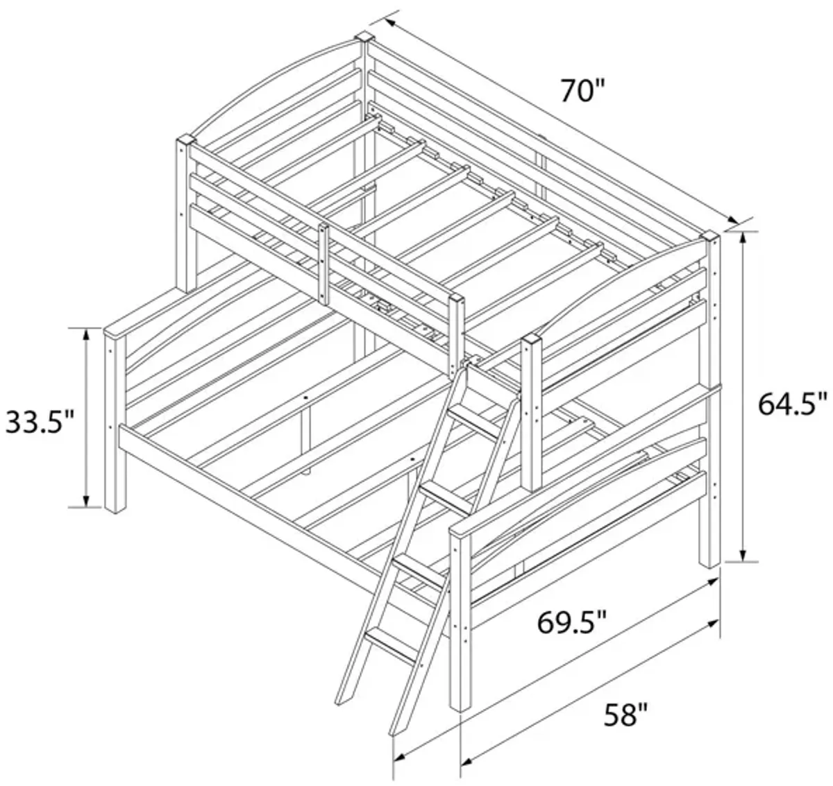 Brady Twin over Full Wooden Bunk Bed Frame with Ladder