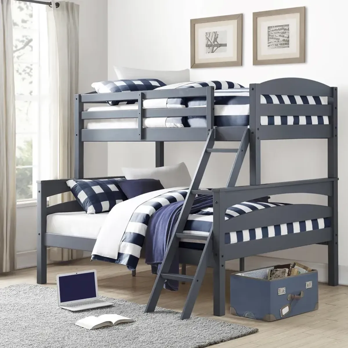 Brady Twin over Full Wooden Bunk Bed Frame with Ladder