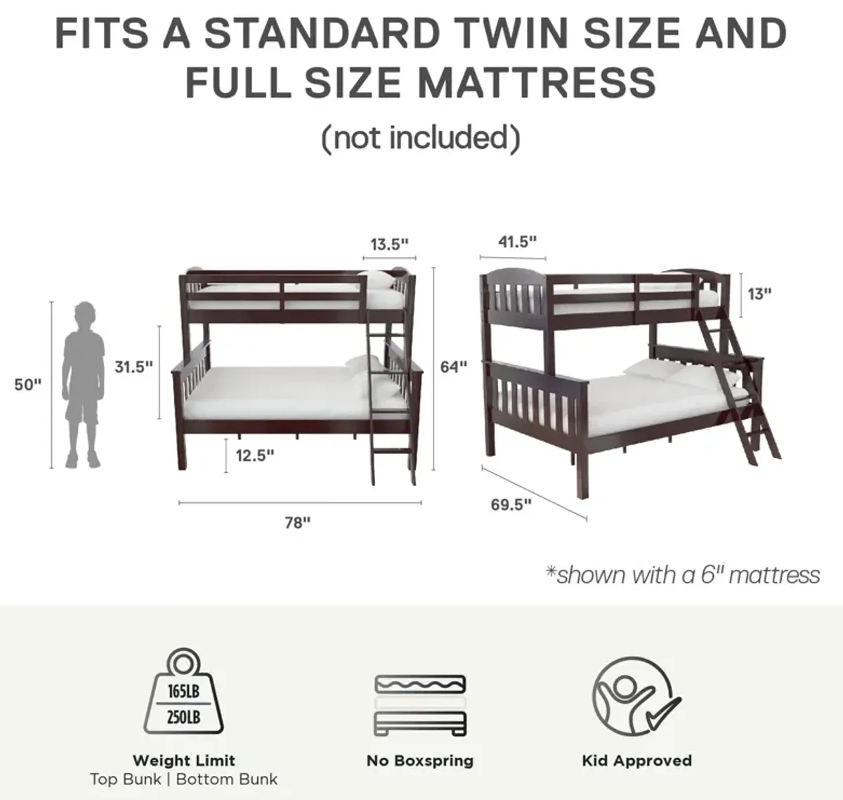 Airlie Twin-Over-Full  Wooden Bunk Bed with Ladder