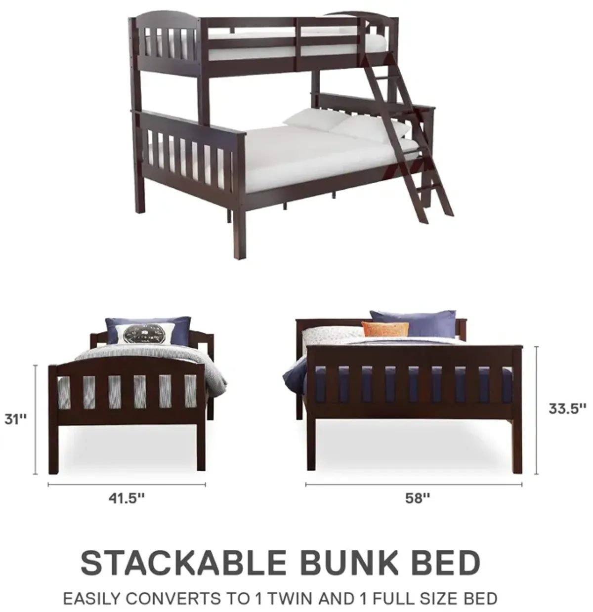 Airlie Twin-Over-Full  Wooden Bunk Bed with Ladder