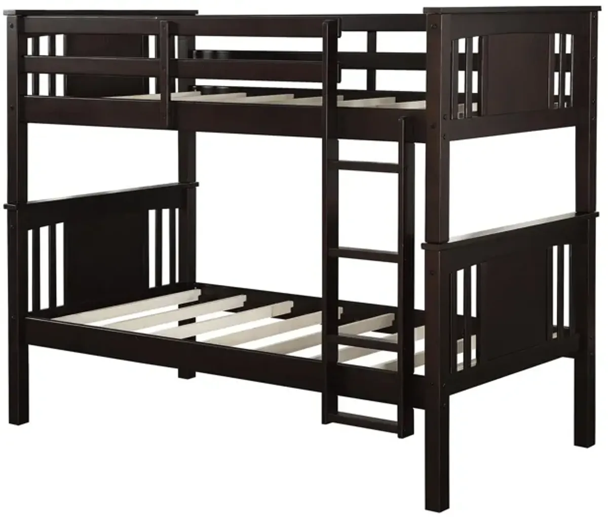 Dylan Wooden Twin over Twin Bunk Bed with Wood Slats