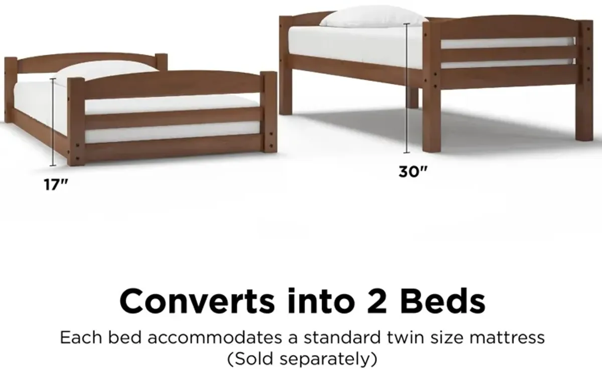 Sierra Twin over Twin Wood Bunk Bed, Converts into 2 Twin Beds