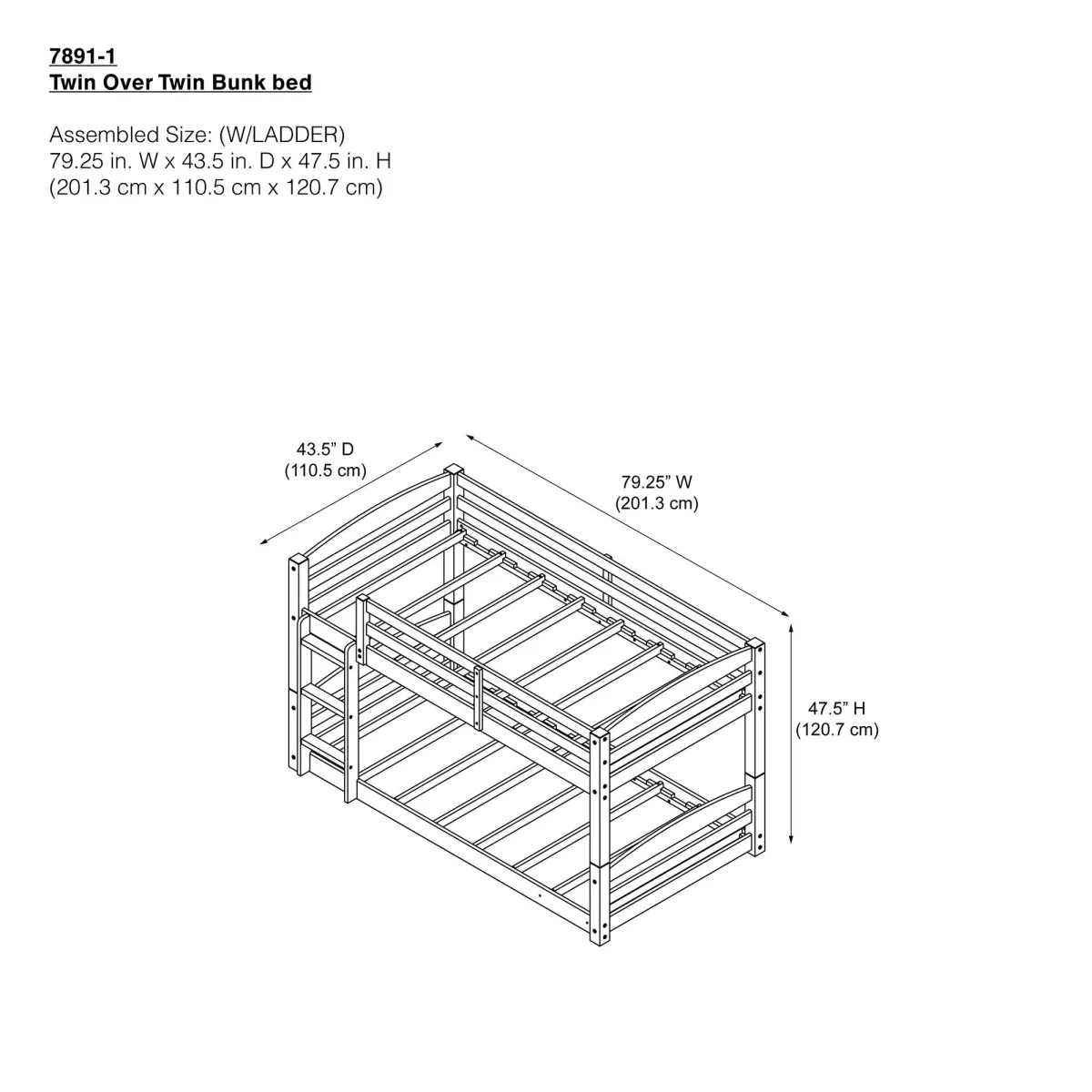 Sierra Twin over Twin Wood Bunk Bed, Converts into 2 Twin Beds