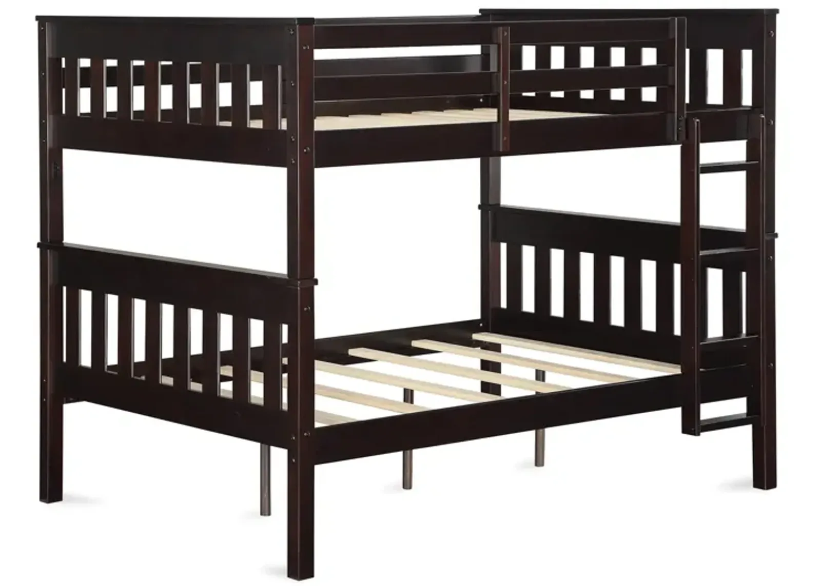 Moon Full-Over-Full Wood Bunk Bed with USB Port and Integrated Ladder