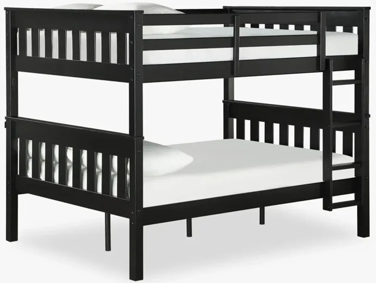 Moon Full-Over-Full Wood Bunk Bed with USB Port and Integrated Ladder