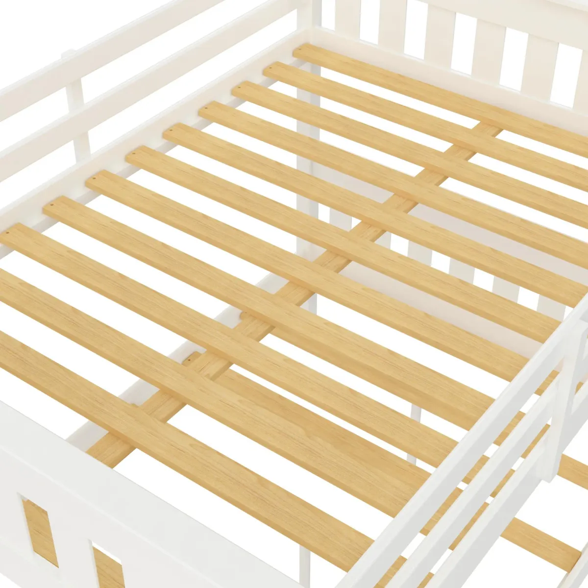 Moon Full-Over-Full Wood Bunk Bed with USB Port and Integrated Ladder