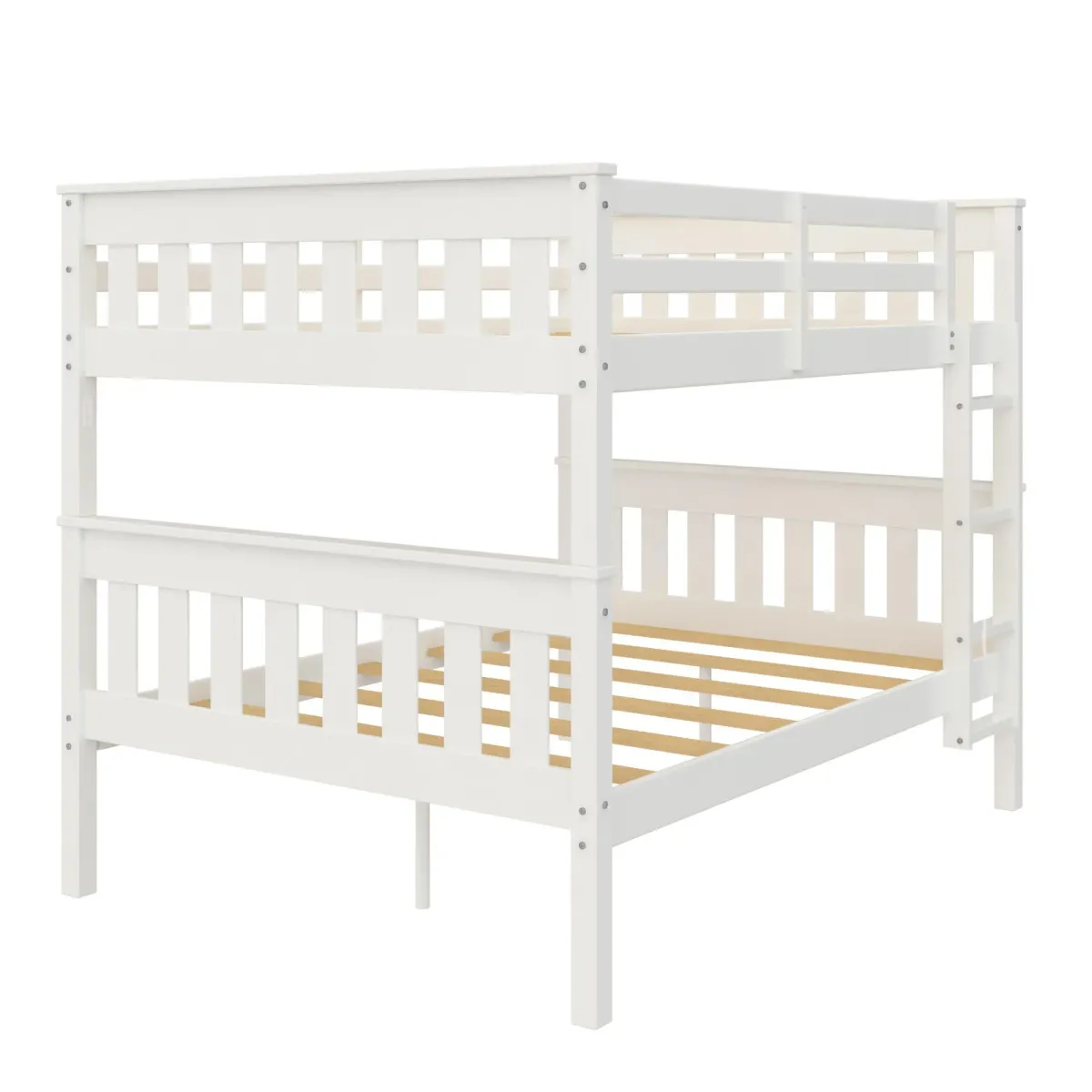 Moon Full-Over-Full Wood Bunk Bed with USB Port and Integrated Ladder