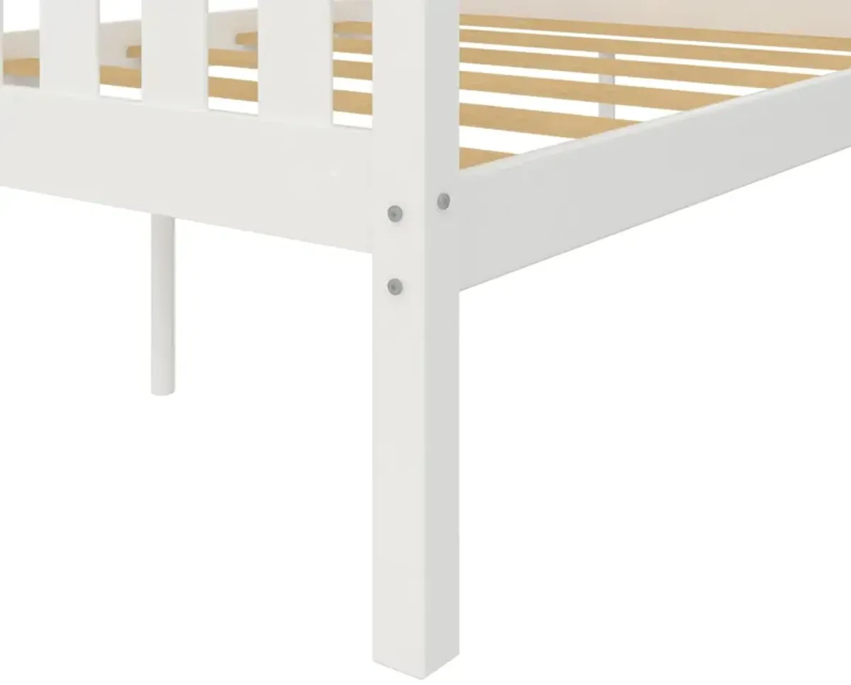 Moon Full-Over-Full Wood Bunk Bed with USB Port and Integrated Ladder