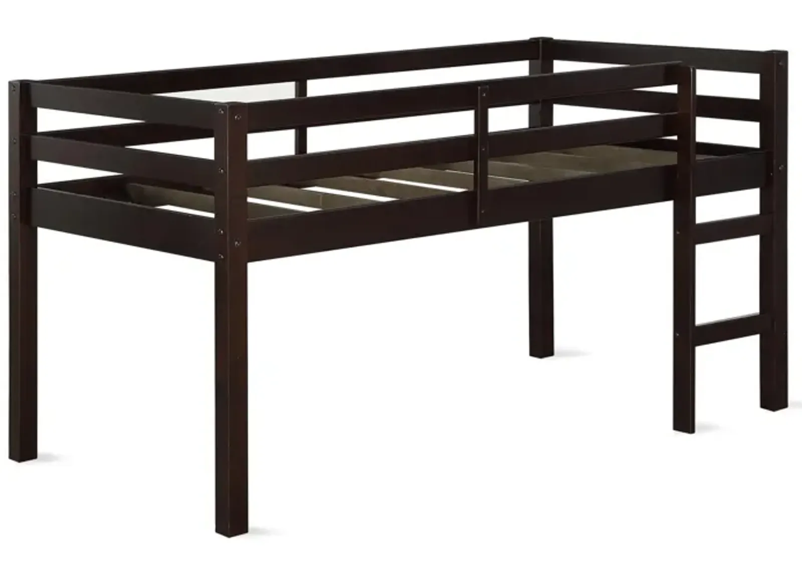 Milton Junior Twin Size Wooden Espresso Loft Bed for Kids