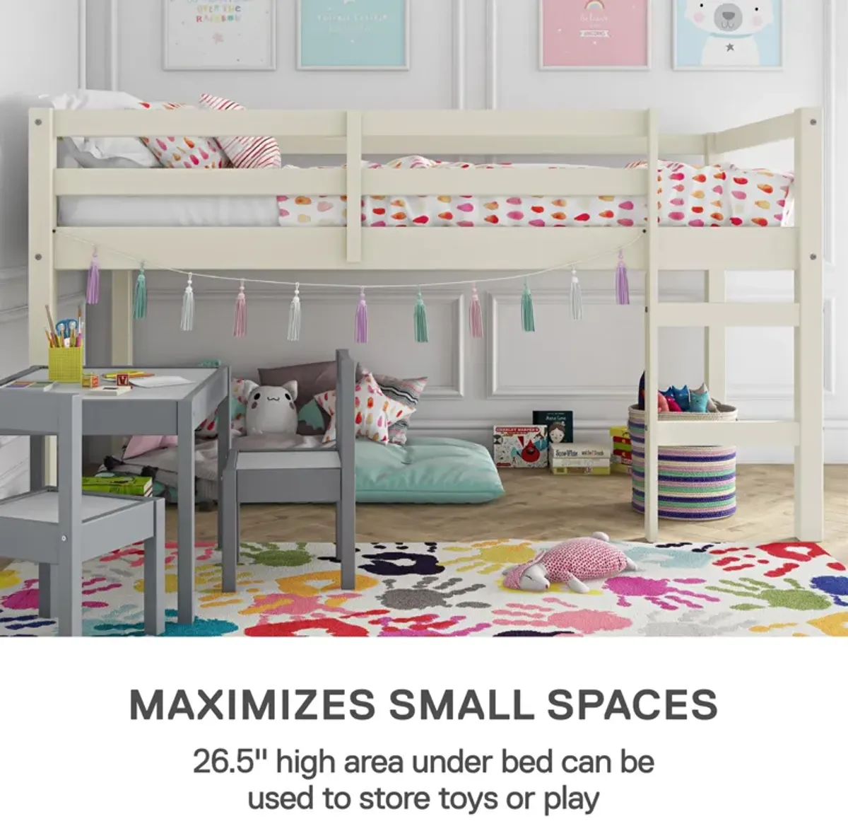 Milton Junior Twin Size Wooden Espresso Loft Bed for Kids