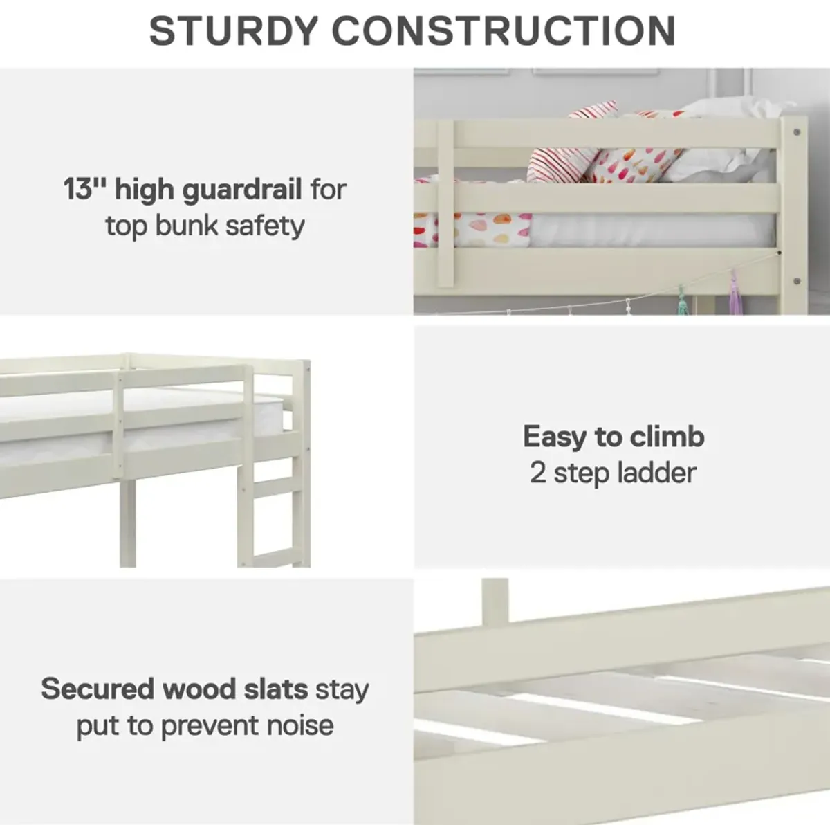 Milton Junior Twin Size Wooden Espresso Loft Bed for Kids