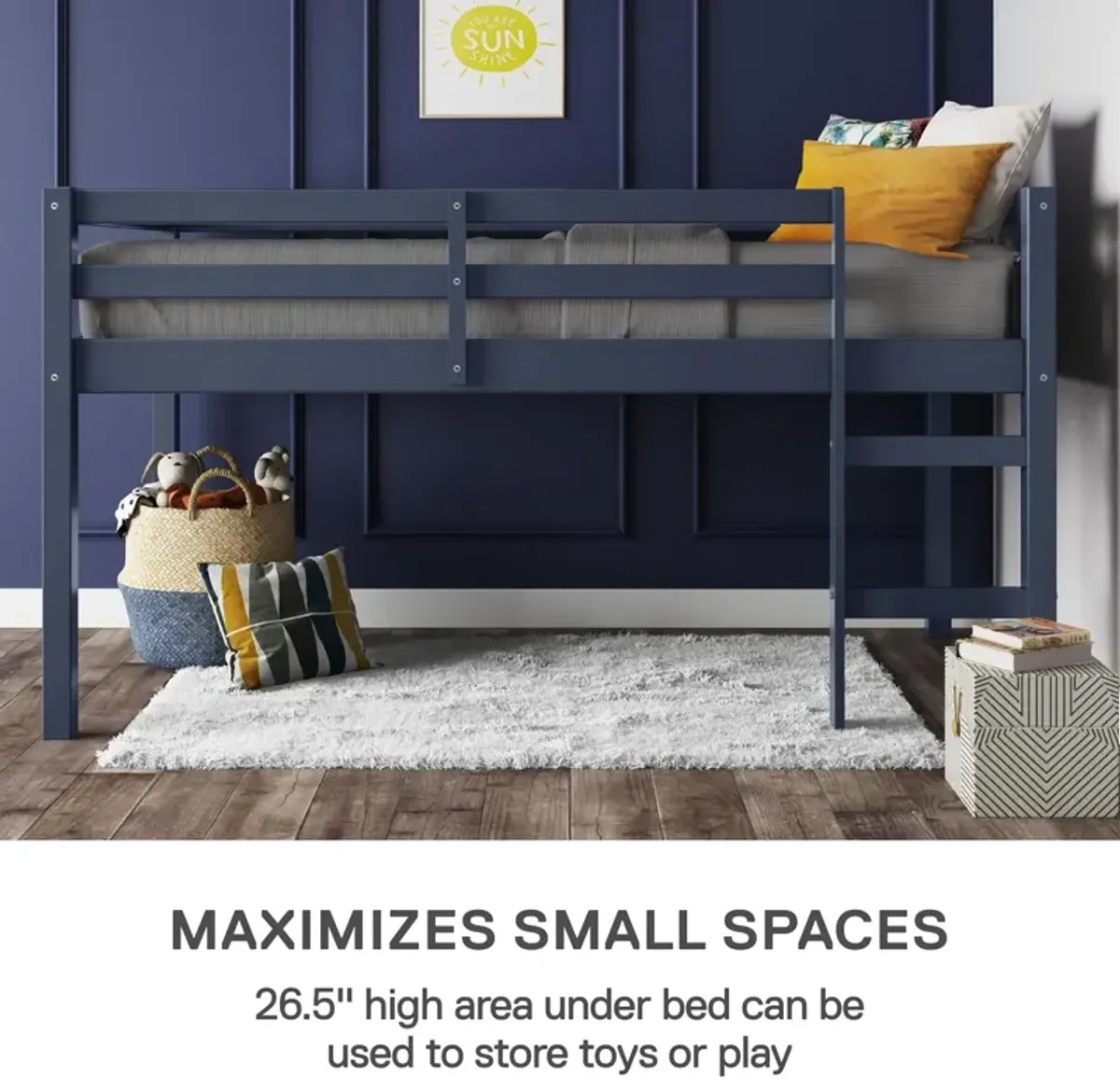 Milton Junior Twin Size Wooden Espresso Loft Bed for Kids