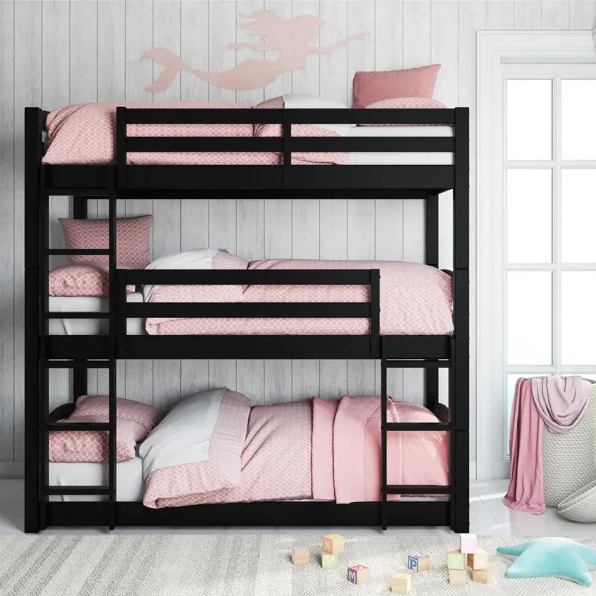 Sierra Triple Wood Bunk Bed, Converts into 3 Twin Beds