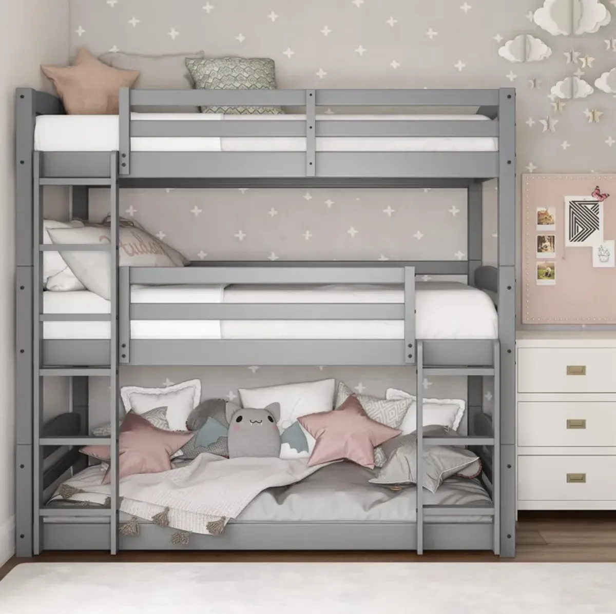 Sierra Triple Wood Bunk Bed, Converts into 3 Twin Beds