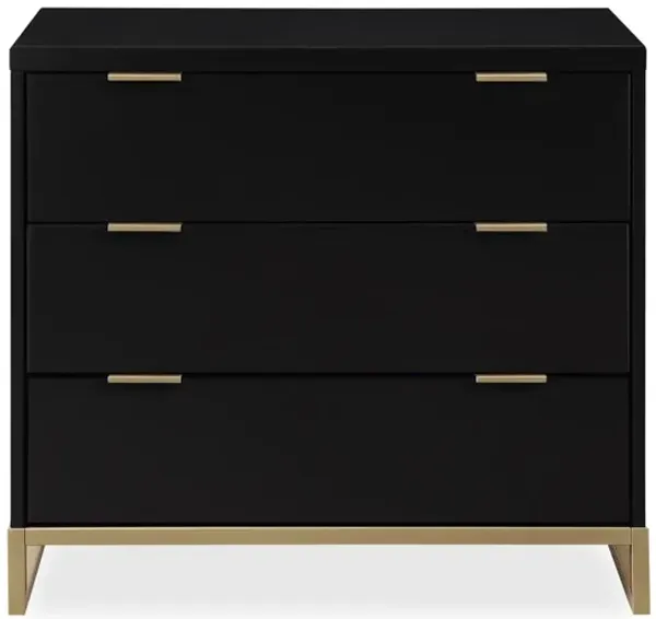 Juniper 3-Drawer Dresser with Wood and Champagne Gold Knobs