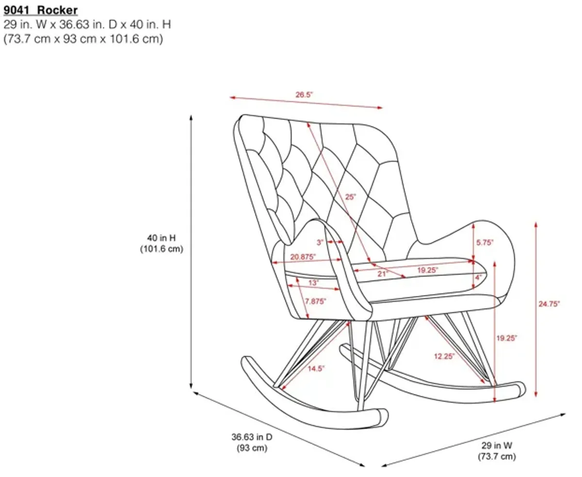 Noah Rocking Chair with Side Storage Pockets and a Diamond Tufted Backrest