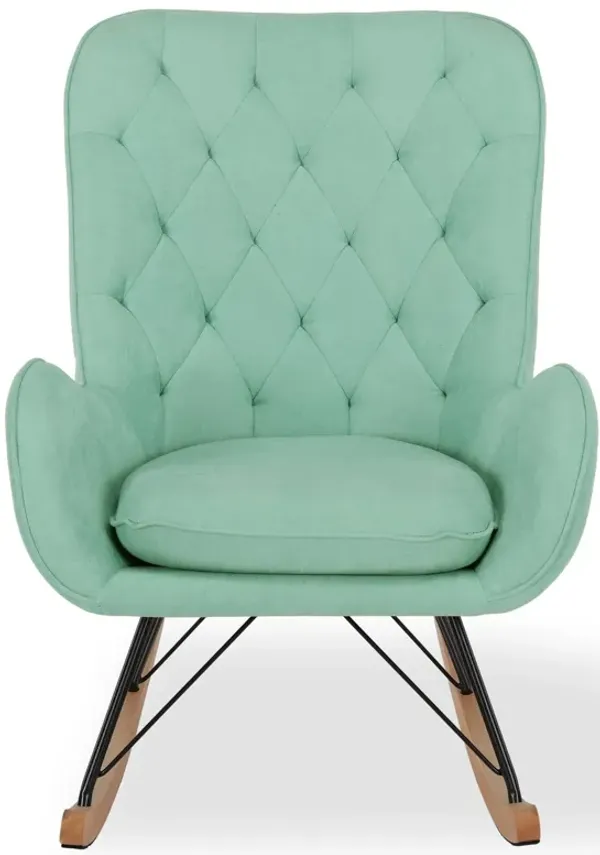 Noah Rocking Chair with Side Storage Pockets and a Diamond Tufted Backrest