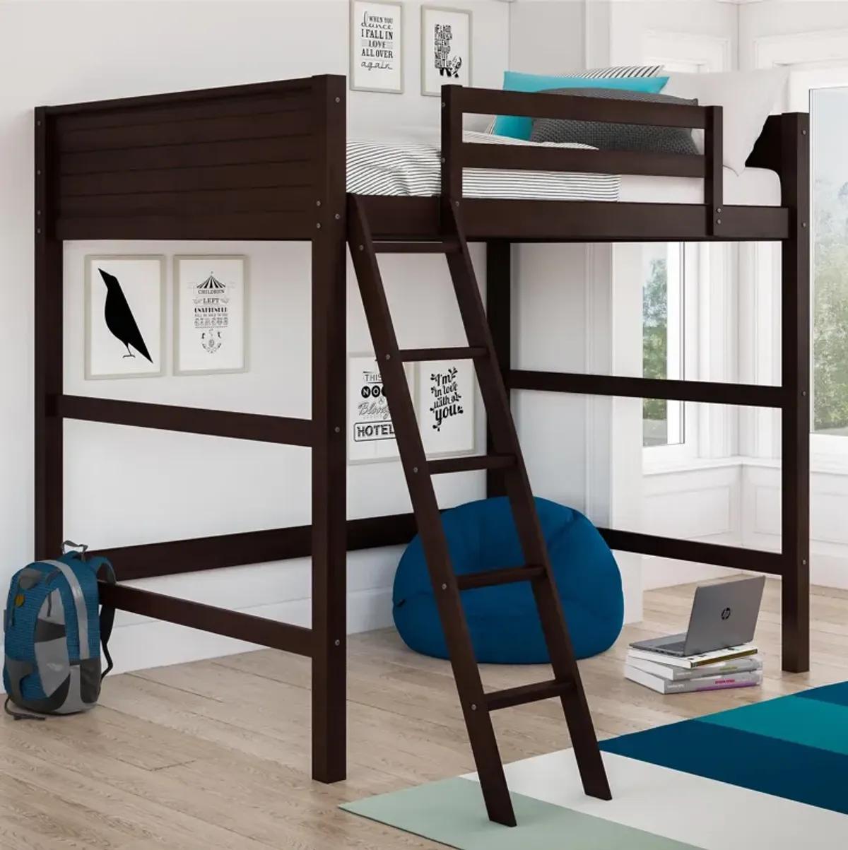 Denver Wooden Kids Loft Bed with Storage Space