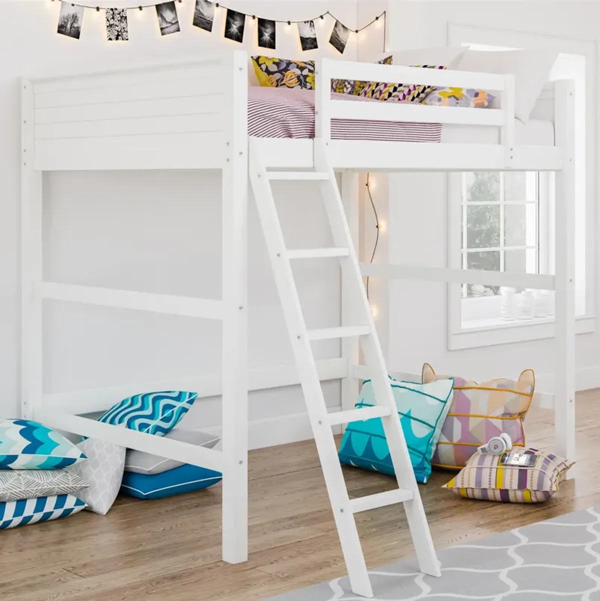 Denver Wooden Kids' Loft Bed with Storage Space