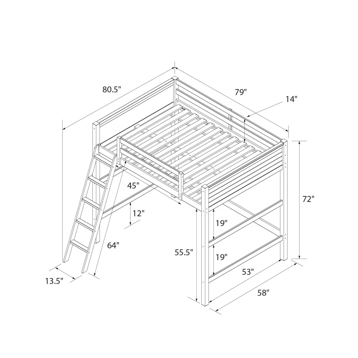 Denver Wooden Kids Loft Bed with Storage Space