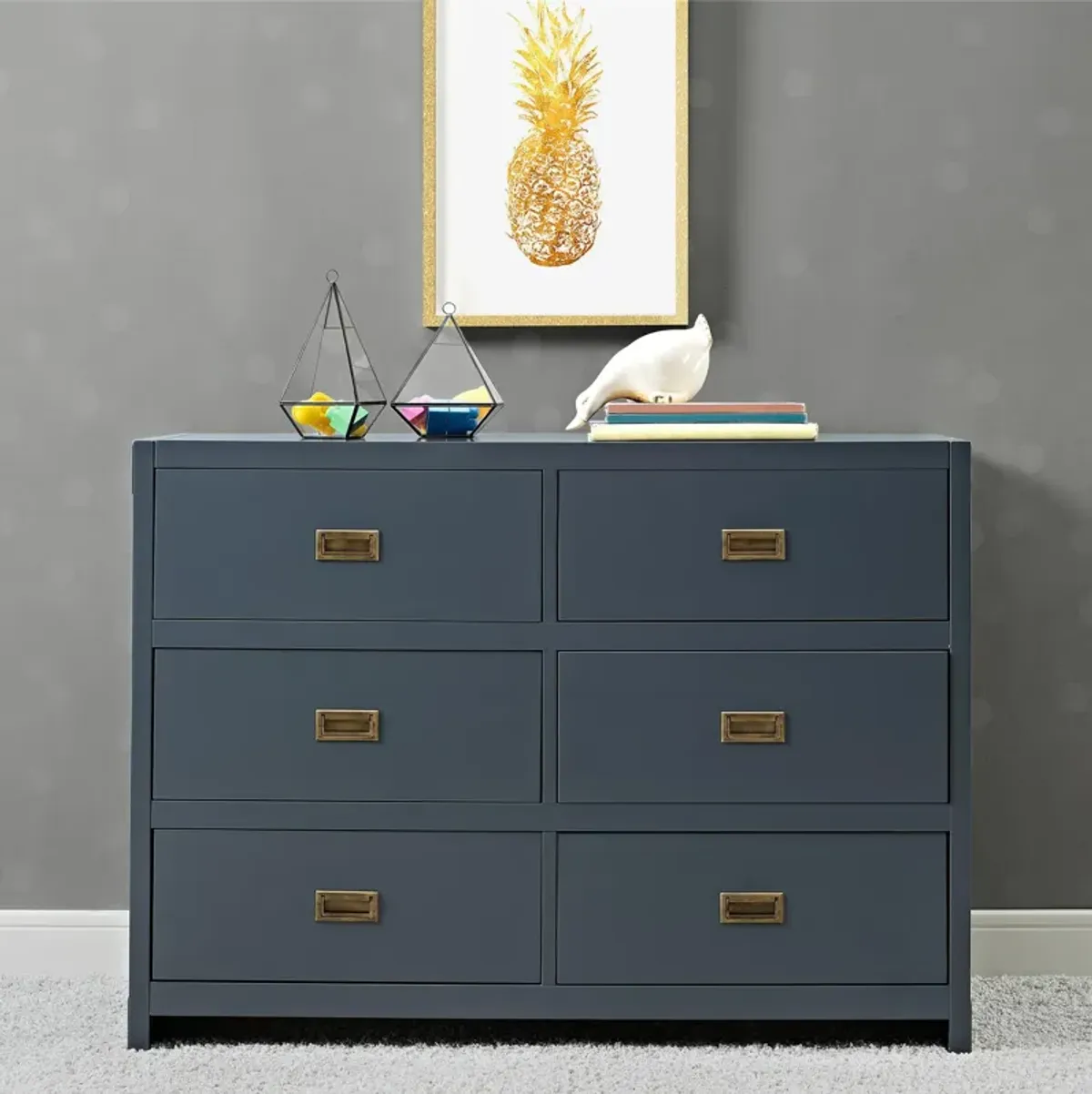 Miles 6-Drawer Wood Dresser with Brass Handles