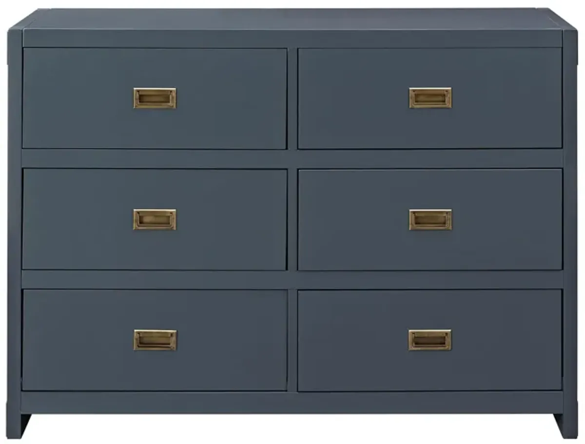 Miles 6-Drawer Wood Dresser with Brass Handles