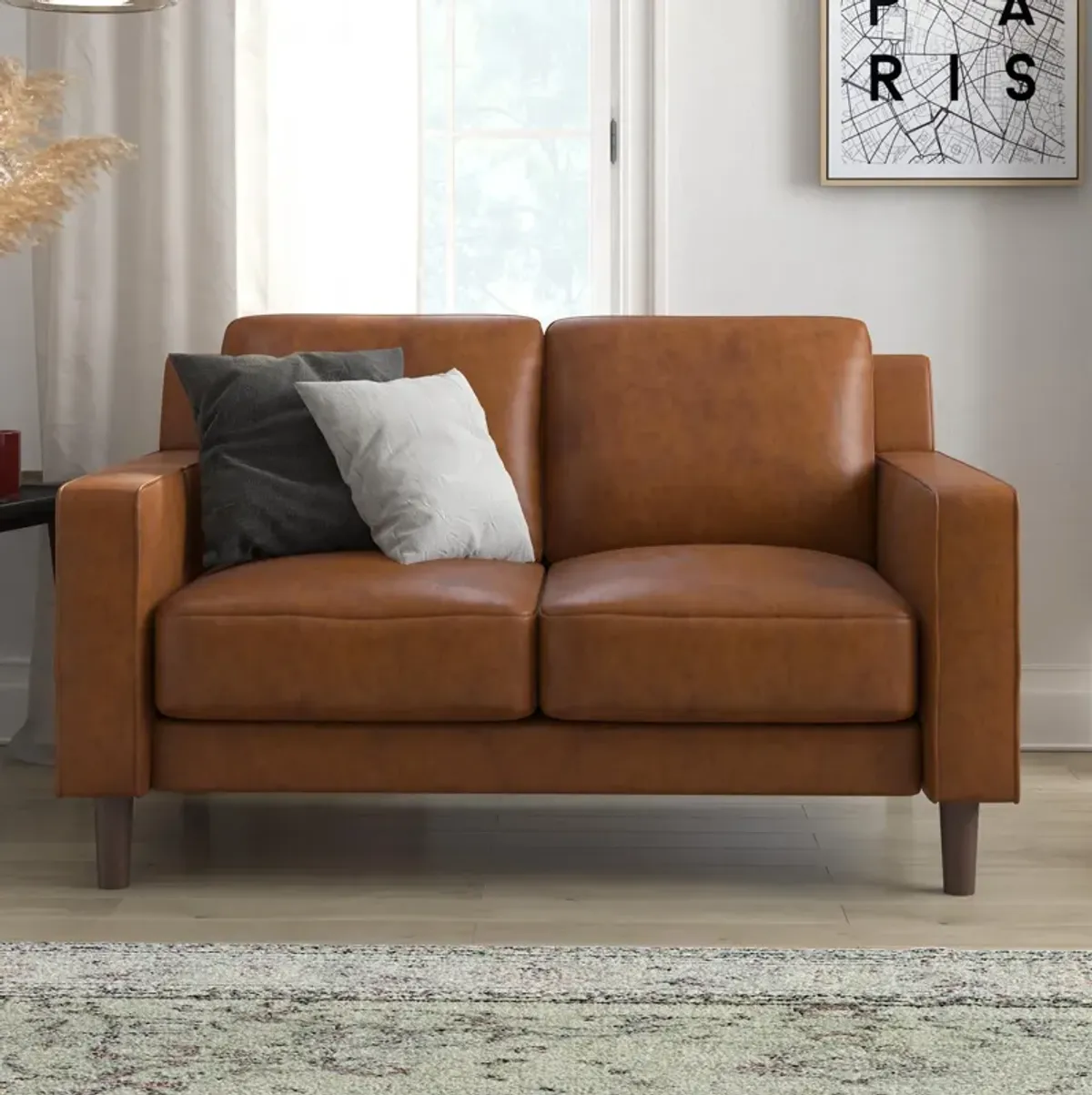 Brynn Fabric Upholstered 2 Seater Sofa with Wood Legs