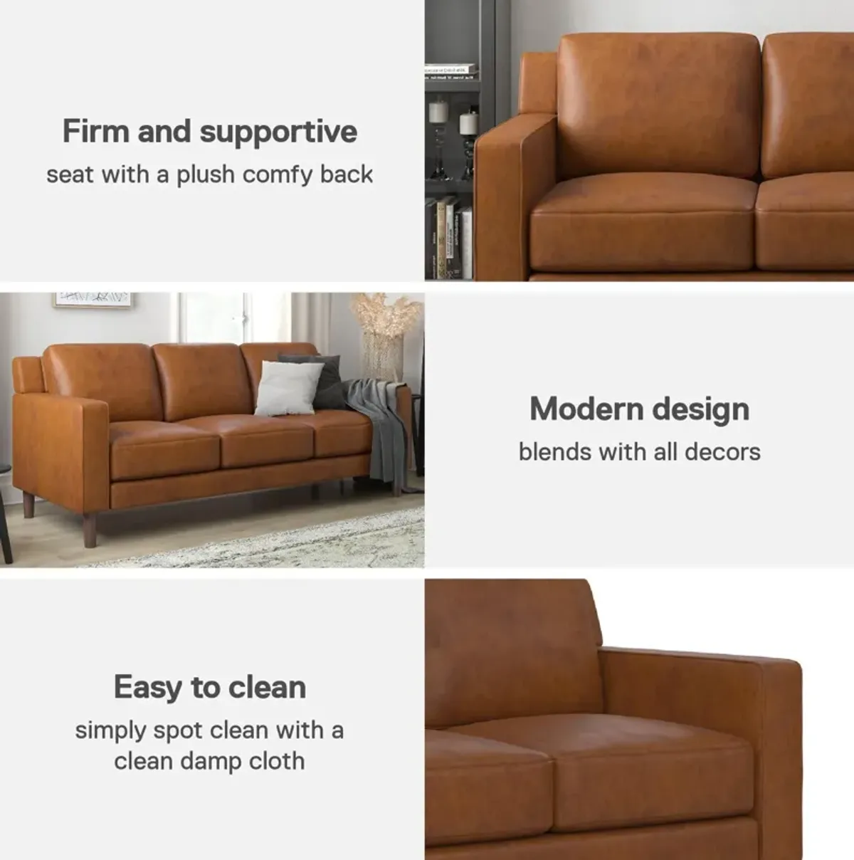 Brynn Fabric Upholstered 3 Seater Sofa with Wood Legs