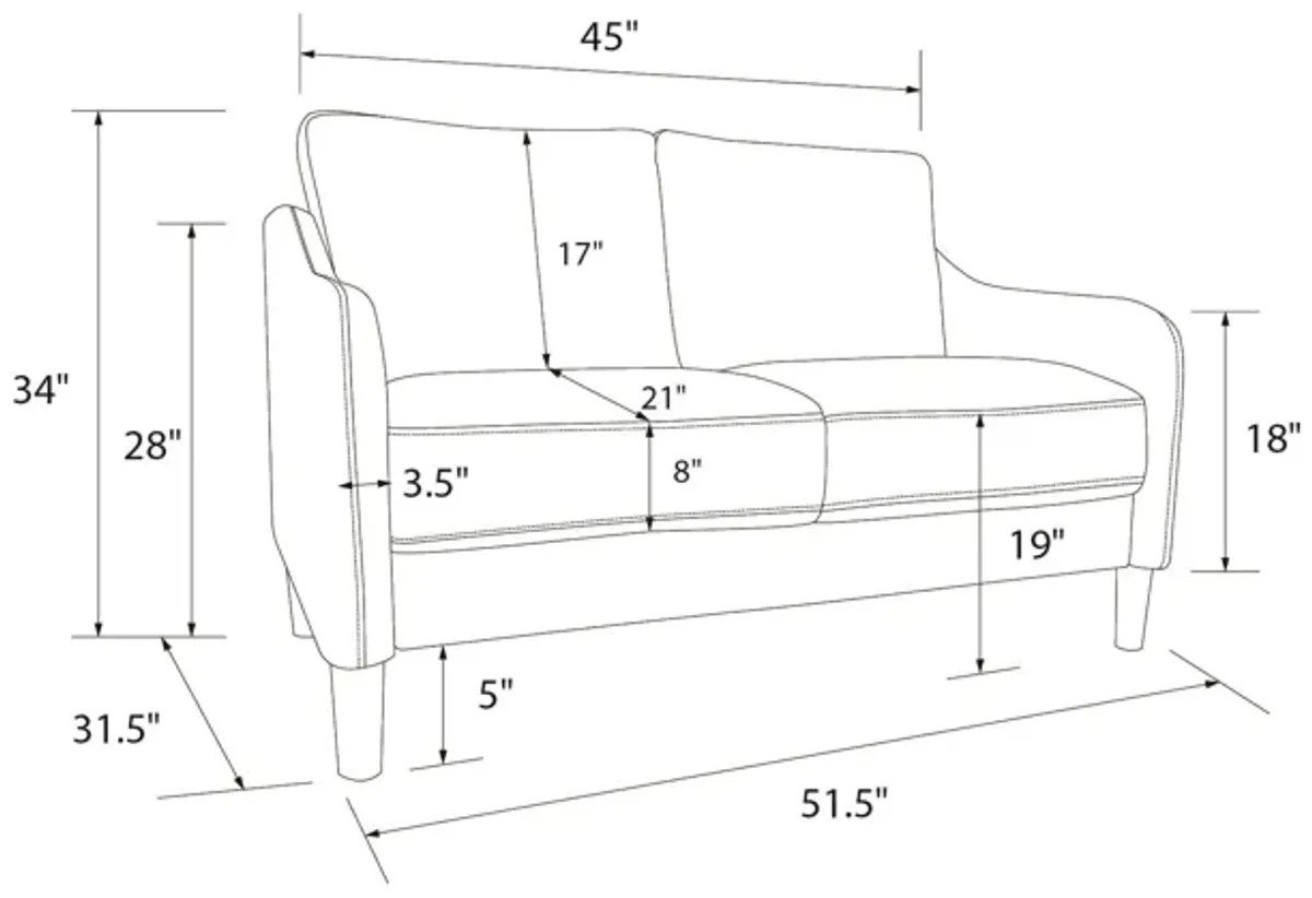 Marbella Velvet Upholstered 2-Seater Loveseat Sofa