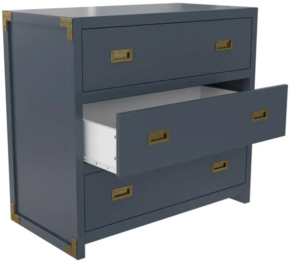 Miles 3-Drawer Wood Dresser with Brass Handles