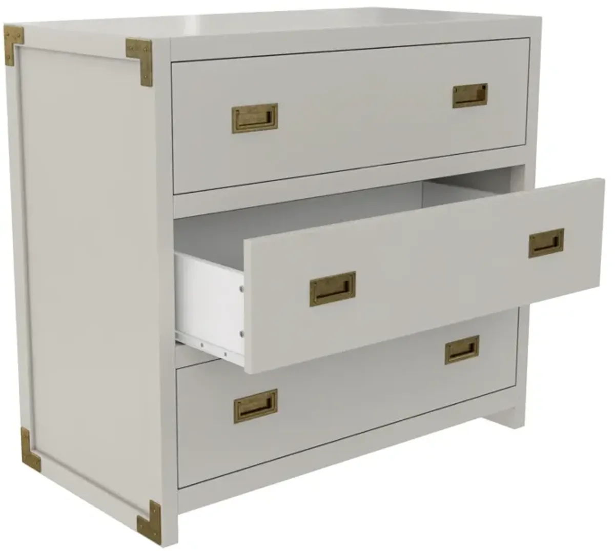 Miles 3-Drawer Wood Dresser with Brass Handles