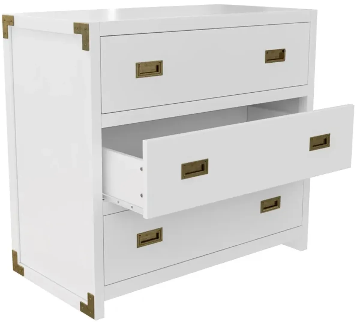 Miles 3-Drawer Wood Dresser with Brass Handles