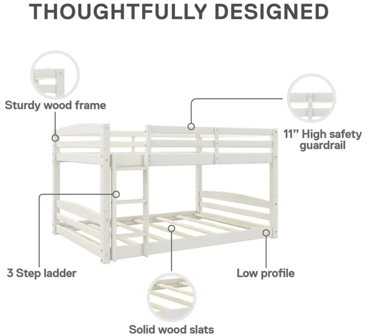 Sierra Full over Full Wood Bunk Bed, Converts into 2 Full Beds