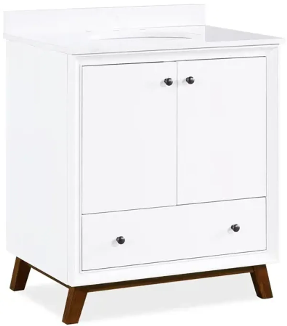 Bleeker Solid Wood Bathroom Vanity with Pre-Installed Oval Porcelain Sink