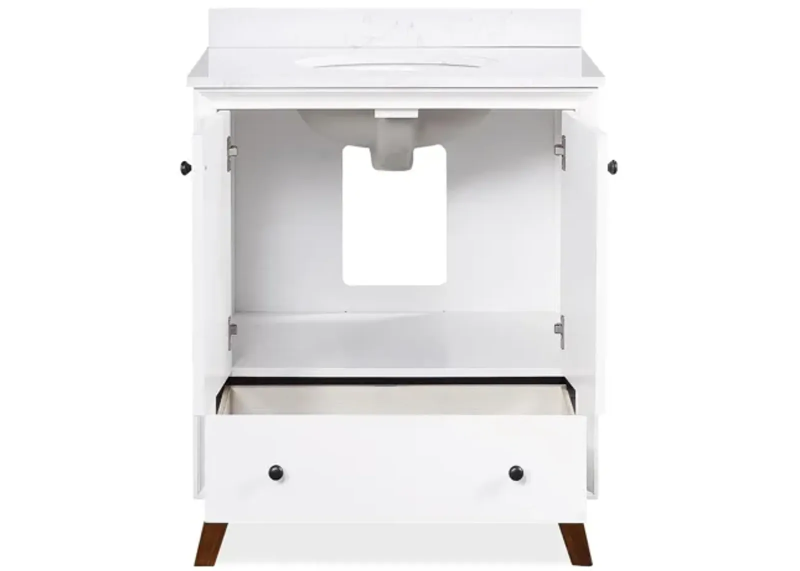 Bleeker Solid Wood Bathroom Vanity with Pre-Installed Oval Porcelain Sink