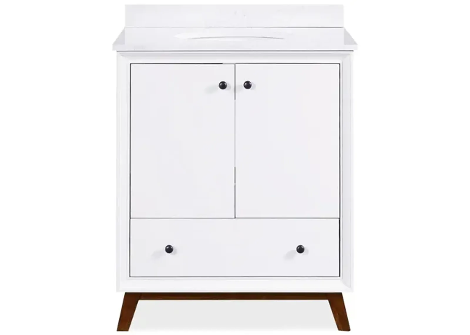 Bleeker Solid Wood Bathroom Vanity with Pre-Installed Oval Porcelain Sink