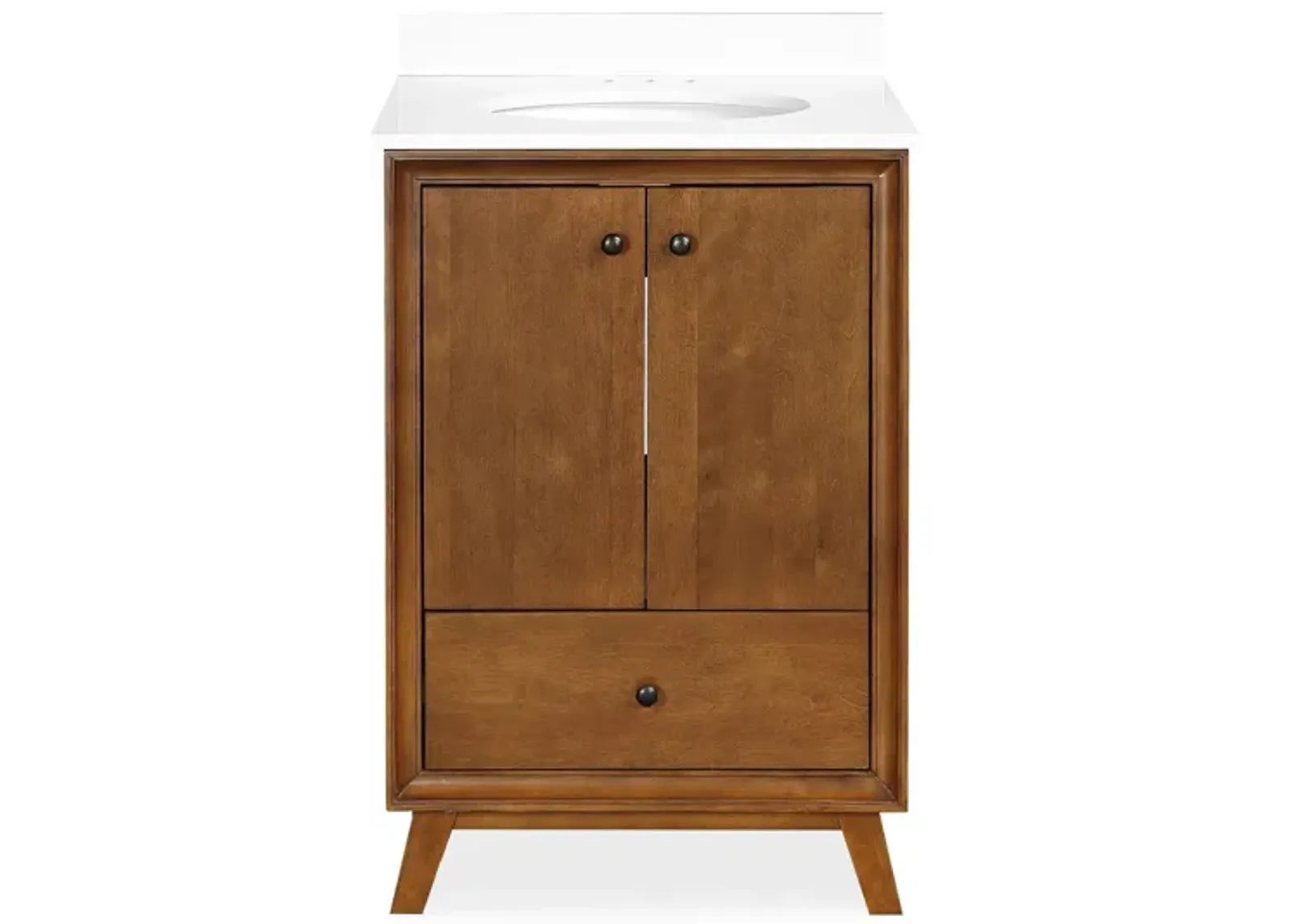 Bleeker Solid Wood Bathroom Vanity with Pre-Installed Oval Porcelain Sink