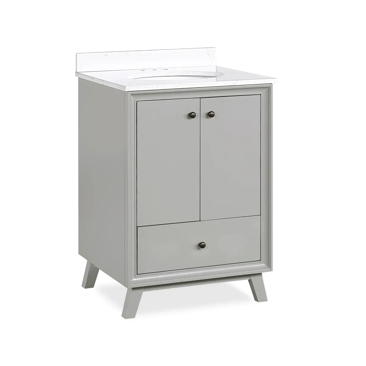 Bleeker Solid Wood Bathroom Vanity with Pre-Installed Oval Porcelain Sink