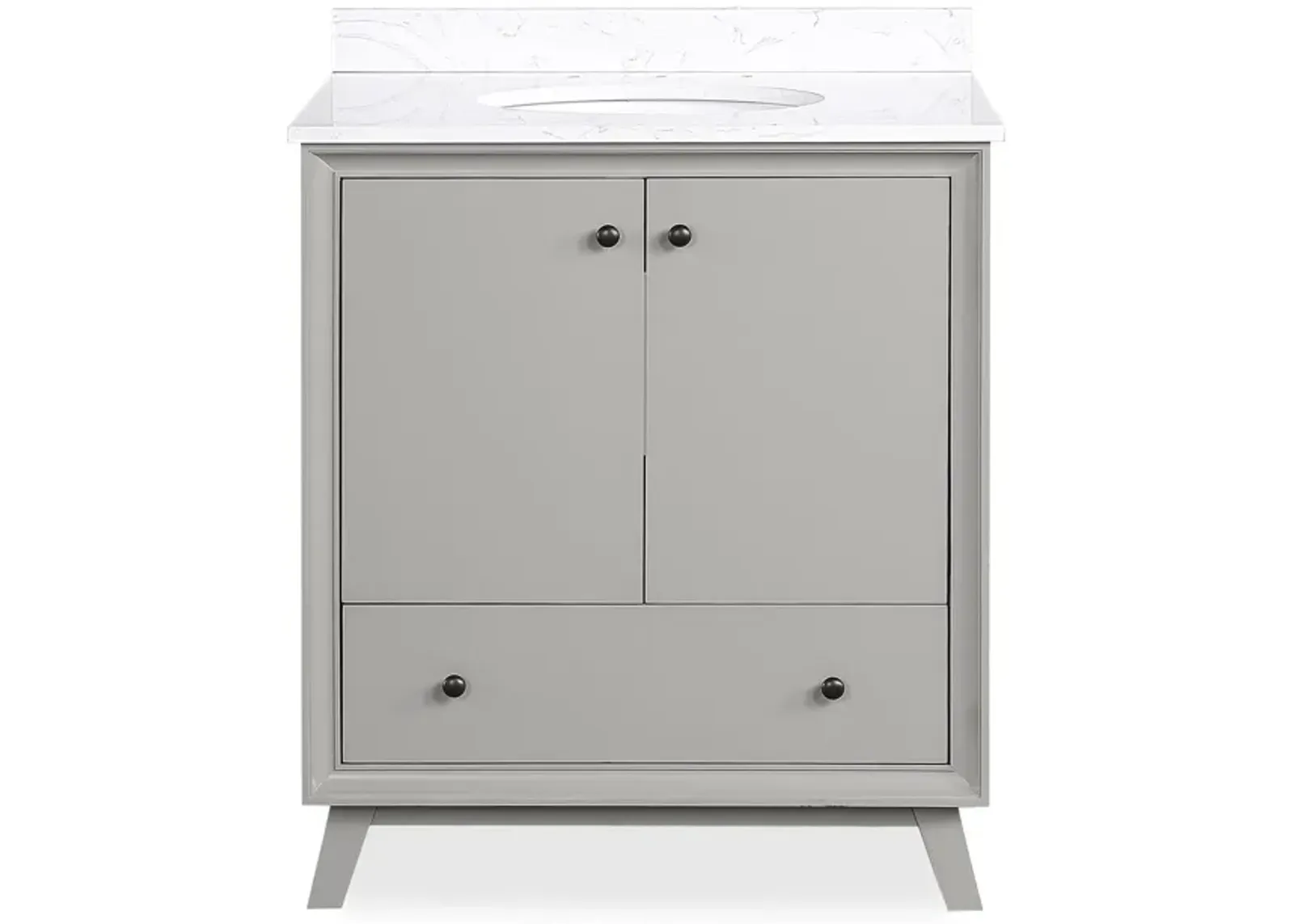 Bleeker Solid Wood Bathroom Vanity with Pre-Installed Oval Porcelain Sink