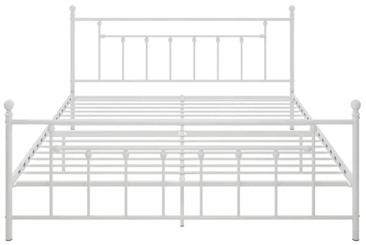 Manila White Metal Bed with Sturdy Metal Frame and Slats